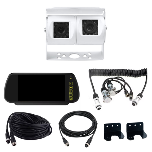 CJ INDUSTRIES Caravan / Truck Camera Package with Monitor - White Dual Lens