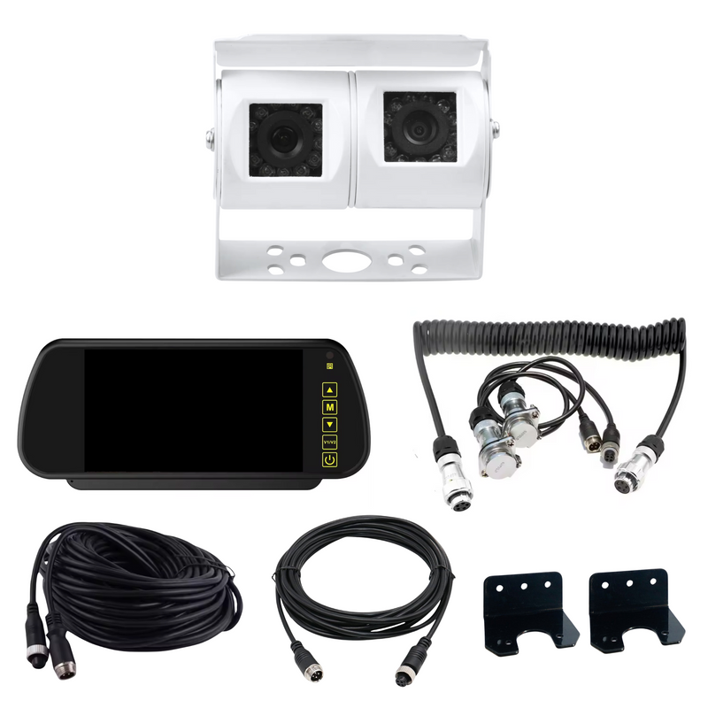 Load image into Gallery viewer, CJ INDUSTRIES Caravan / Truck Camera Package with Monitor - White Dual Lens
