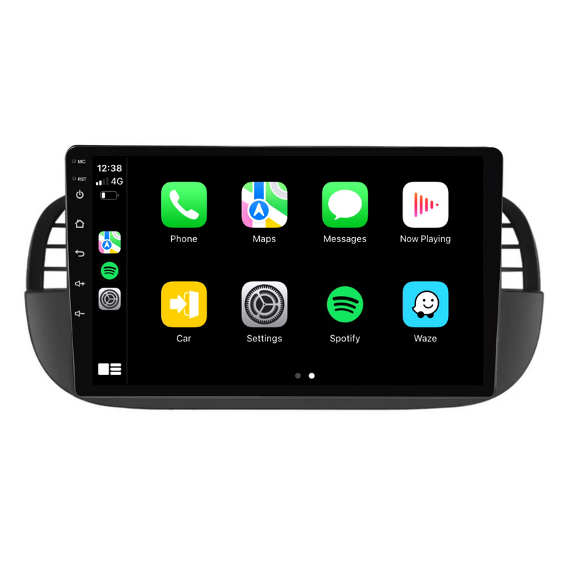 Load image into Gallery viewer, Fiat 500 (2007-2015) BLACK Plug &amp; Play Head Unit Upgrade Kit: Car Radio with Wireless &amp; Wired Apple CarPlay &amp; Android Auto
