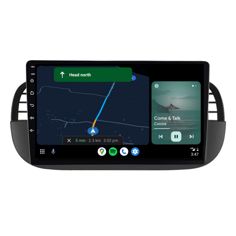 Load image into Gallery viewer, Fiat 500 (2007-2015) BLACK Plug &amp; Play Head Unit Upgrade Kit: Car Radio with Wireless &amp; Wired Apple CarPlay &amp; Android Auto
