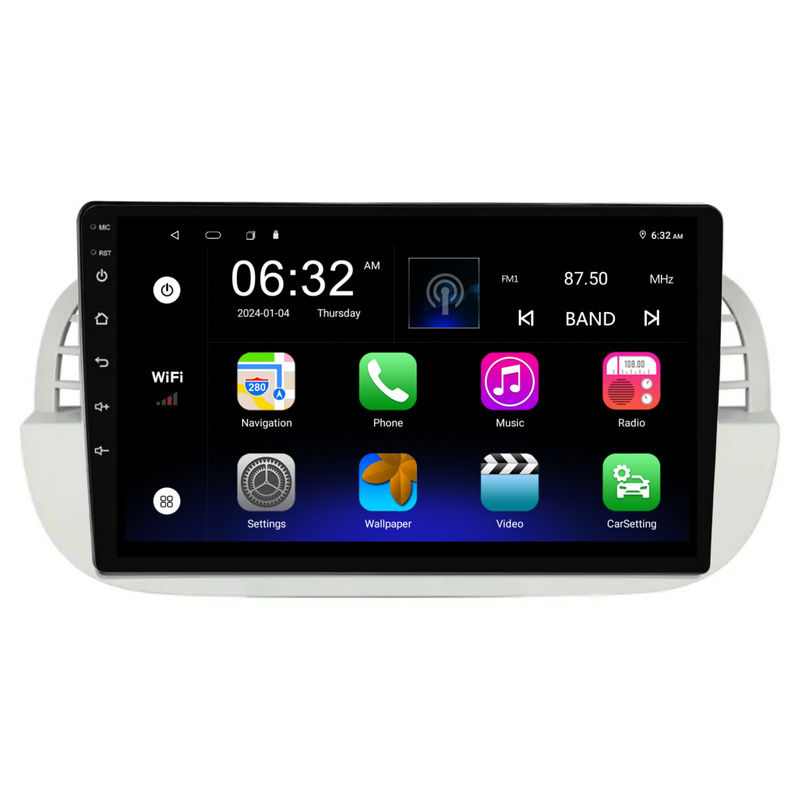 Load image into Gallery viewer, Fiat 500 (2007-2015) SILVER Plug &amp; Play Head Unit Upgrade Kit: Car Radio with Wireless &amp; Wired Apple CarPlay &amp; Android Auto
