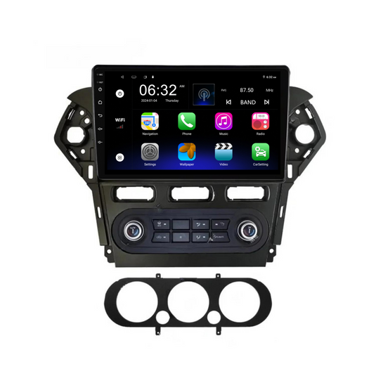 Ford Mondeo / C-MAX (2007-2010 AUTO AC) Plug & Play Head Unit Upgrade Kit: Car Radio with Wireless & Wired Apple CarPlay & Android Auto