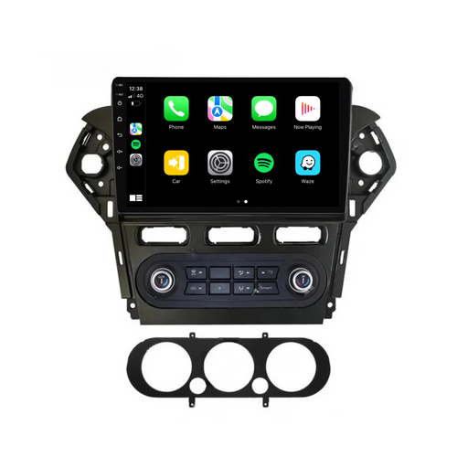 Ford Mondeo / C-MAX (2007-2010 AUTO AC) Plug & Play Head Unit Upgrade Kit: Car Radio with Wireless & Wired Apple CarPlay & Android Auto