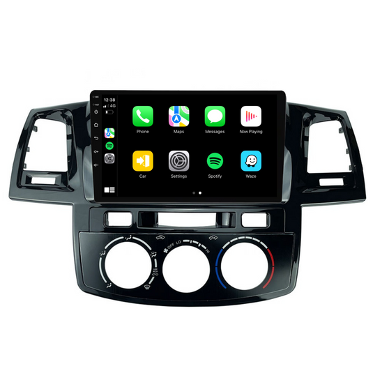 Toyota Hilux / N70 Manual AC (2006-2014) Plug & Play Head Unit Upgrade Kit: Car Radio with Wireless & Wired Apple CarPlay & Android Auto