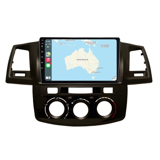 Toyota Hilux / N70 Manual AC - matte black (2005-2014) Plug & Play Head Unit Upgrade Kit: Car Radio with Wireless & Wired Apple CarPlay & Android Auto