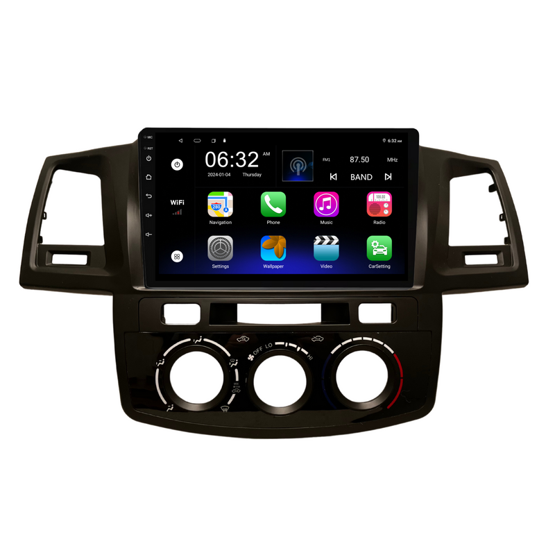 Load image into Gallery viewer, Toyota Hilux / N70 Manual AC - matte black (2005-2014) Plug &amp; Play Head Unit Upgrade Kit: Car Radio with Wireless &amp; Wired Apple CarPlay &amp; Android Auto
