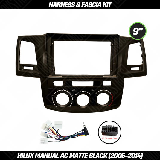 Toyota Hilux MANUAL AC (Matte Black) 2005-2014 Harness & Fascia Kit