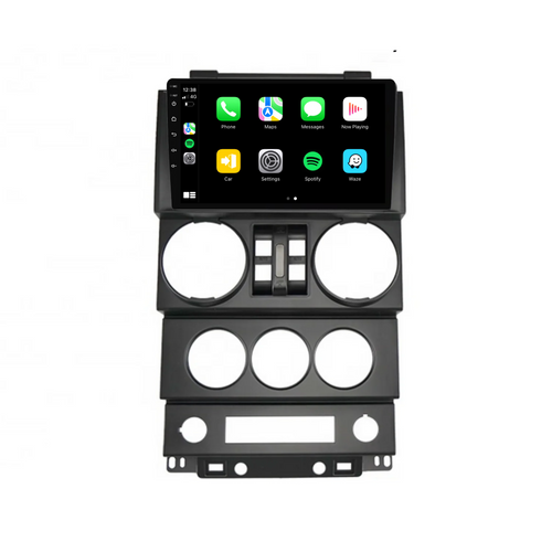 Jeep Wrangler 4 Door (2008-2010) Plug & Play Head Unit Upgrade Kit: Car Radio with Wireless & Wired Apple CarPlay & Android Auto