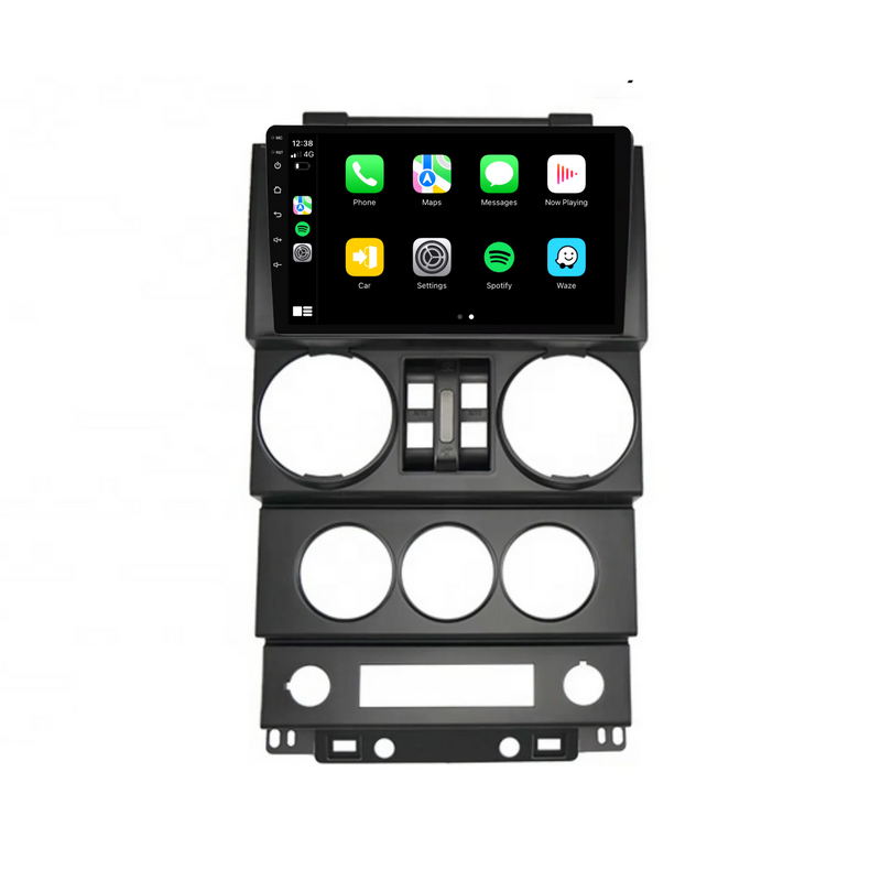 Load image into Gallery viewer, Jeep Wrangler 4 Door (2008-2010) Plug &amp; Play Head Unit Upgrade Kit: Car Radio with Wireless &amp; Wired Apple CarPlay &amp; Android Auto
