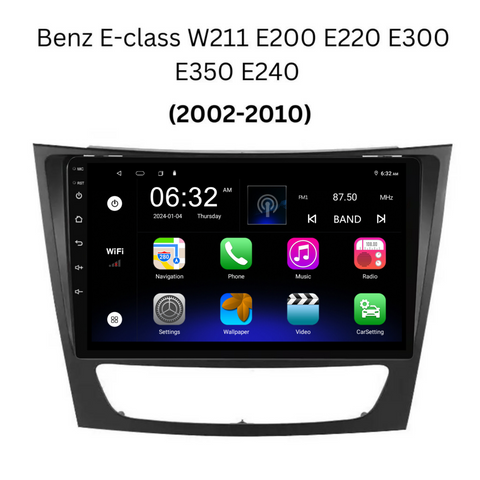 Mercedes Benz E-Class (2002-2010) Plug & Play Head Unit Upgrade Kit: Car Radio with Wireless & Wired Apple CarPlay & Android Auto