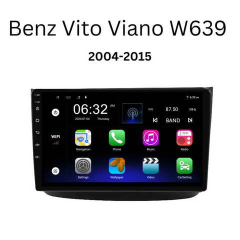 Mercedes Benz Vito/Viano/W639 (2004-2015) Plug & Play Head Unit Upgrade Kit: Car Radio with Wireless & Wired Apple CarPlay & Android Auto