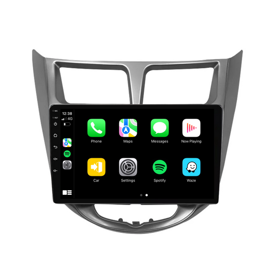 Hyundai Solaris/Accent AUTO AC (2010-2016) Plug & Play Head Unit Upgrade Kit: Car Radio with Wireless & Wired Apple CarPlay & Android Auto