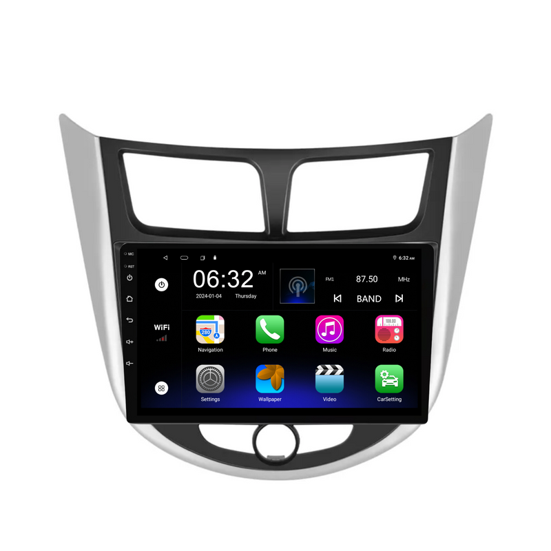 Load image into Gallery viewer, Hyundai Solaris/Accent Manual AC (2010-2016) Plug &amp; Play Head Unit Upgrade Kit: Car Radio with Wireless &amp; Wired Apple CarPlay &amp; Android Auto
