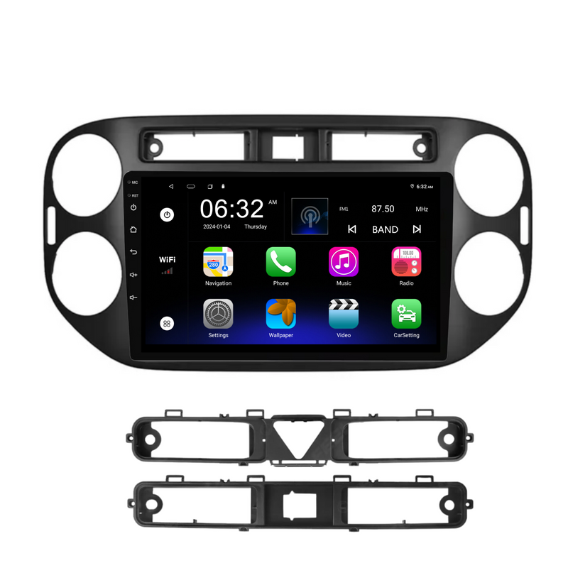 Load image into Gallery viewer, Volkswagen Tiguan BLACK (2010-2016) Plug &amp; Play Head Unit Upgrade Kit: Car Radio with Wireless &amp; Wired Apple CarPlay &amp; Android Auto
