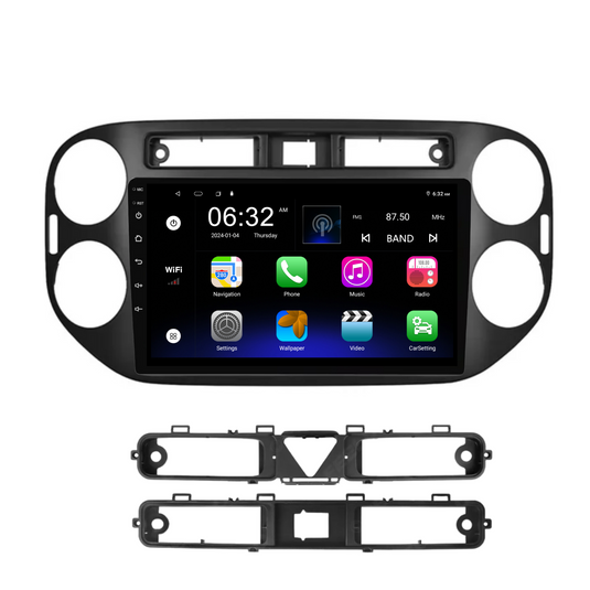 Volkswagen Tiguan BLACK (2010-2016) Plug & Play Head Unit Upgrade Kit: Car Radio with Wireless & Wired Apple CarPlay & Android Auto