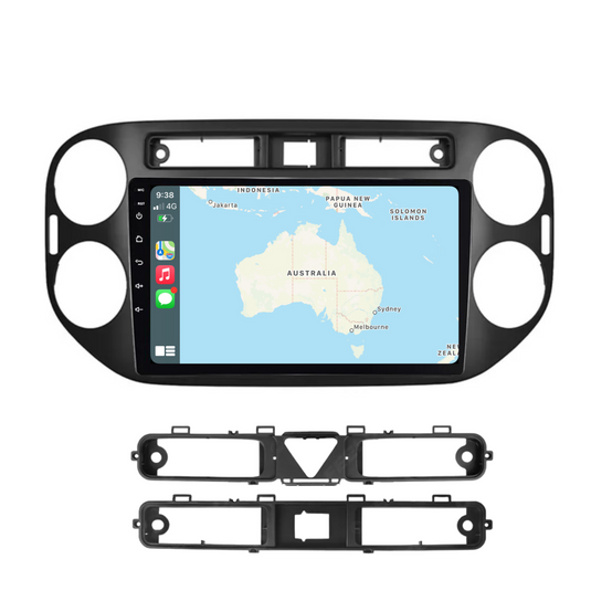 Volkswagen Tiguan BLACK (2010-2016) Plug & Play Head Unit Upgrade Kit: Car Radio with Wireless & Wired Apple CarPlay & Android Auto