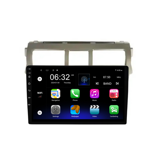 Toyota Yaris (2008-2012 Silver) - Plug & Play Head Unit Upgrade Kit: Car Radio with Wireless & Wired Apple CarPlay & Android Auto