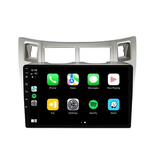 Toyota Yaris (2005-2011 Silver) - Plug & Play Head Unit Upgrade Kit: Car Radio with Wireless & Wired Apple CarPlay & Android Auto